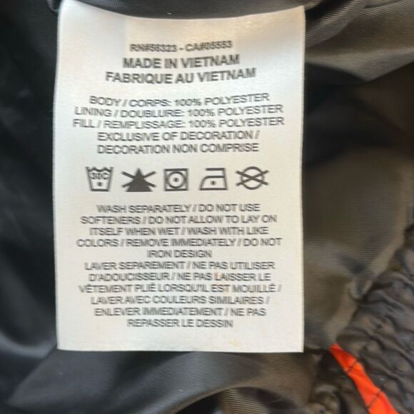 Nike Just Do It All Over Print Puffer Jacket Womens Small Orange Black - Picture 8 of 10